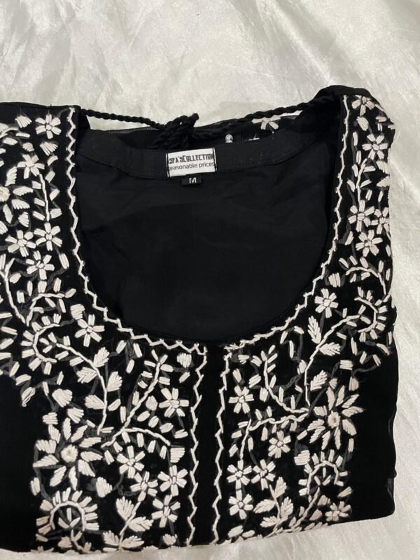 Black Chiffon hand embroidered Dress - Image 8