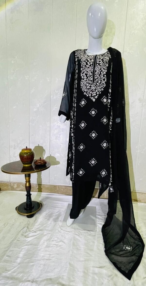 Black Chiffon hand embroidered Dress