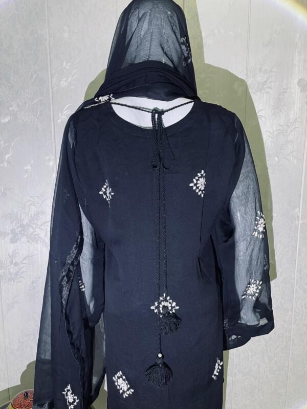 Black Chiffon hand embroidered Dress - Image 6